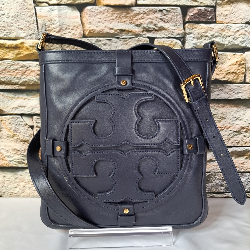 TORY BURCH LEATHER CROSSBODY BAG in STO~A~WAY NAVY - Picture 4 of 16